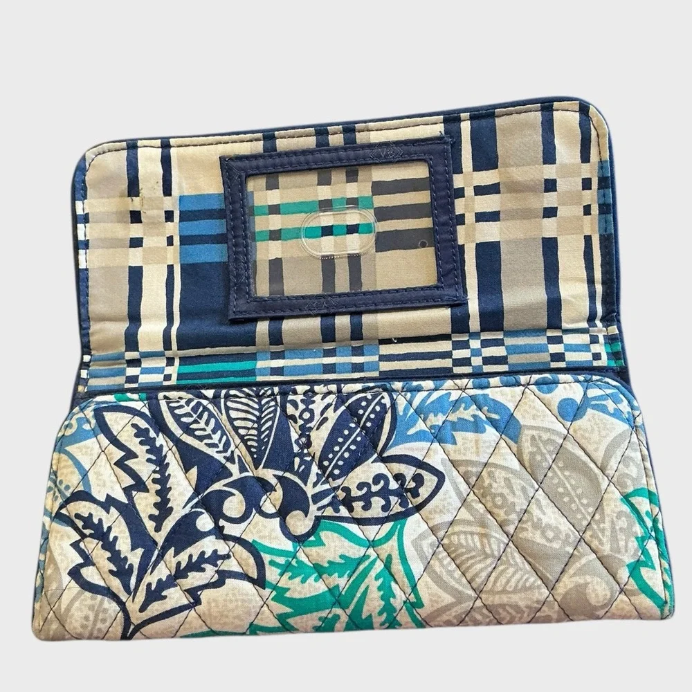 Vera Bradley RFID Trifold Wallet in Santiago Floral Print Quilted Cotton - Picture 5 of 13